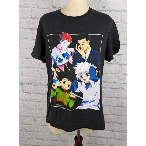 Hunter X Hunter Anime Mens T Shirt Size L Black Short Sleeve Freecss Hisoka - Picture 1 of 4